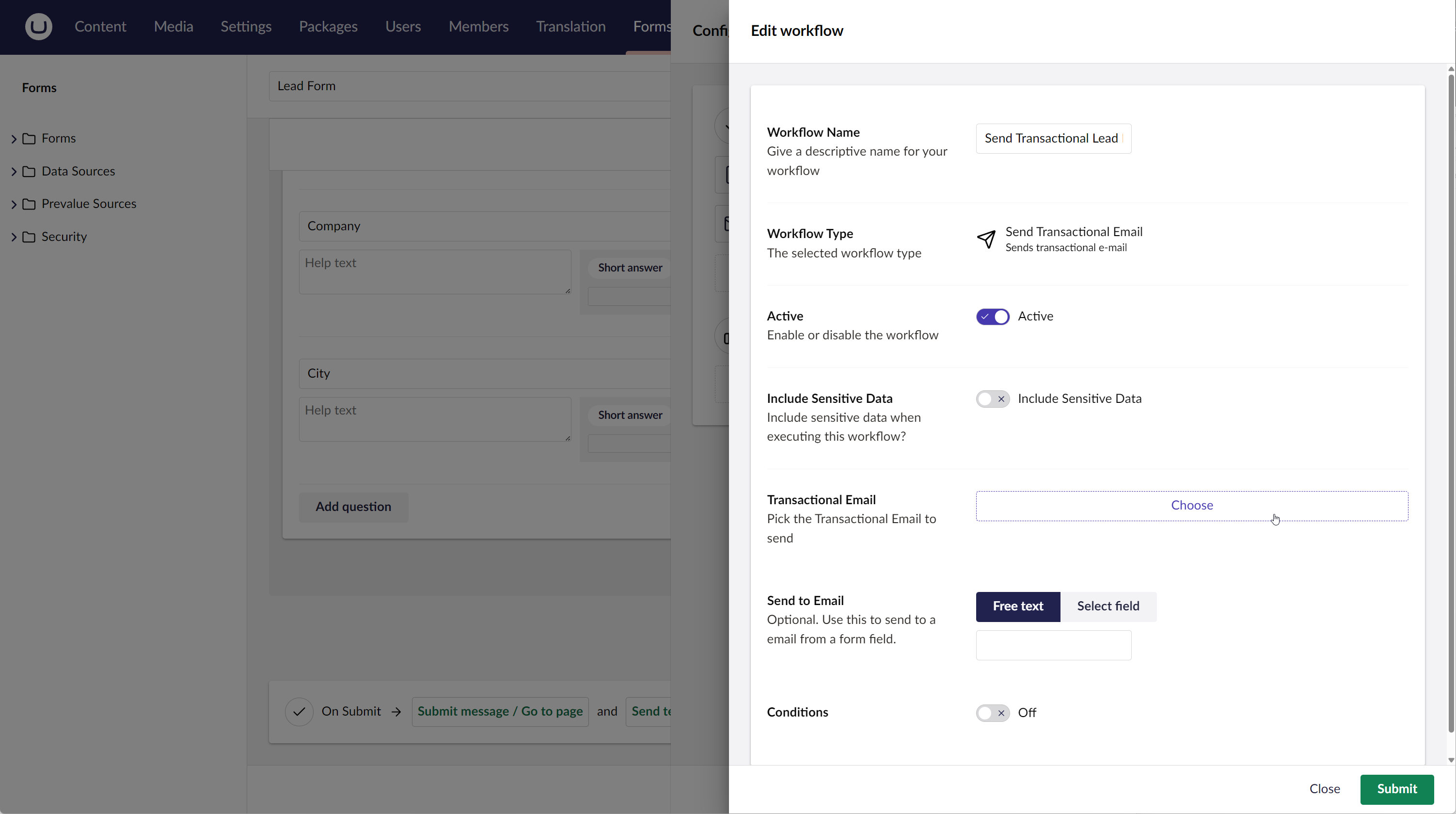 Pick transactional template