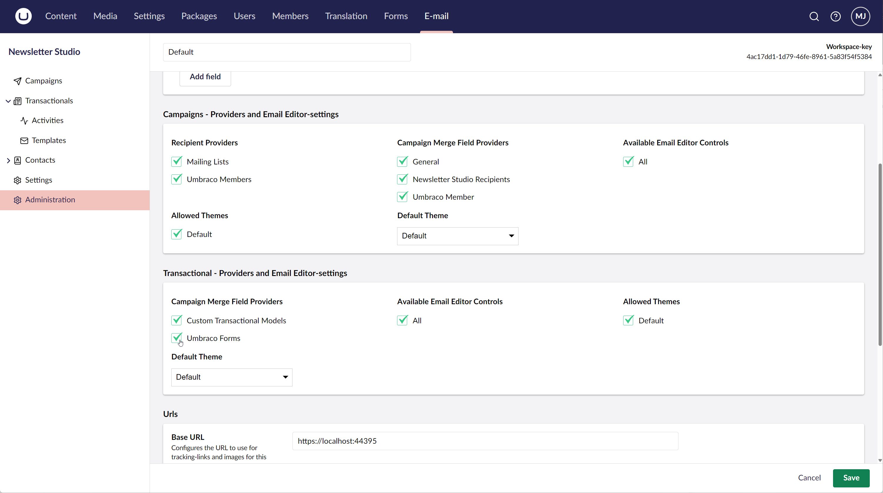 Configure workspace