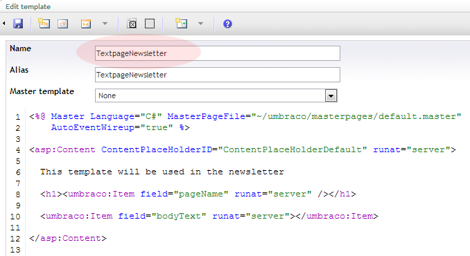 Datatype -settings -template